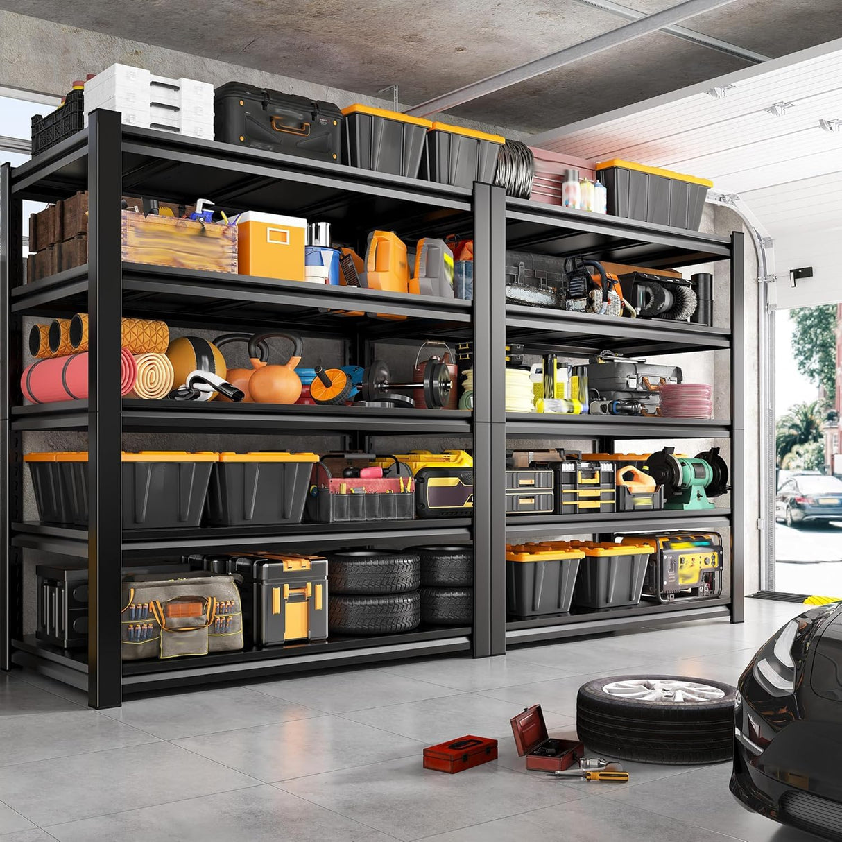 OECSO 5000LBS Storage Shelves Heavy Duty 72" H Garage Shelving Units 5 Tier Adjustable Metal Utility Rack Shelf,Large Industrial Shelves,for Shop,Warehouse,Basement,Outdoor,72" H x 48" W x 24" D OECSO