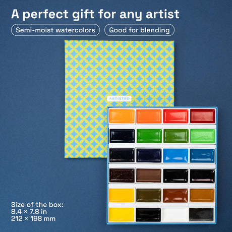 ARTISTRO Watercolor Paint Set. Travel Watercolor with Watercolor Paints, Mini Water Colors Paint Adult Set for Amateur Artists (24 Watercolor set, Multicolor) ARTISTRO