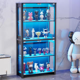 TEROL Display Cabinet with Glass Doors, 63” 4-Tier Wood Display Case with RGB Lights for Collectibles, Tall Curio Cabinet Anti-Tipping with Adjustable Shelves, Storage Cabinets for Living Room, Study TEROL