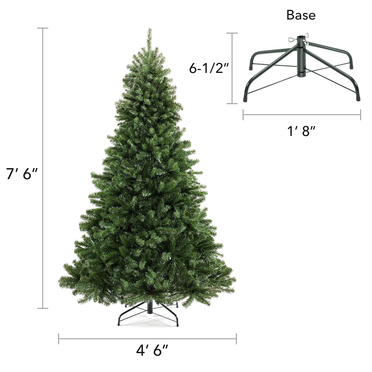 Casafield 7.5FT Realistic Green Spruce Artificial Holiday Christmas Tree with Sturdy Metal Stand