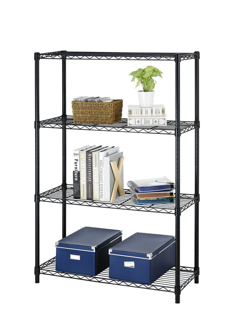 4 Shelf Wire Shelving Unit Garage NSF Wire Shelf Metal Large Storage Shelves Heavy Duty Height Adjustable Utility Commercial Grade Steel Layer Shelf Rack Organizer 1000 LBS Capacity 14x36x54,Black BestOffice