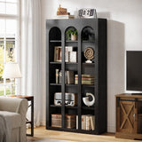 Tribesigns 5-Tier Farmhouse Arched Bookshelf, 70.87-Inch Mid Century Modern Bookcase with Open Shelves, Tall Book Shelf Gothic Display Storage Shelving Unit for Home Office, Black Tribesigns