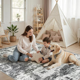 8x10 Area Rugs for Living Room: Abstract Washable Rug with Anti-Slip Backing Non-Shedding Stain-Resistant Soft Modern Large Carpet for Bedroom Dining Room Farmhouse Nursery Home Office Black Tosuoka