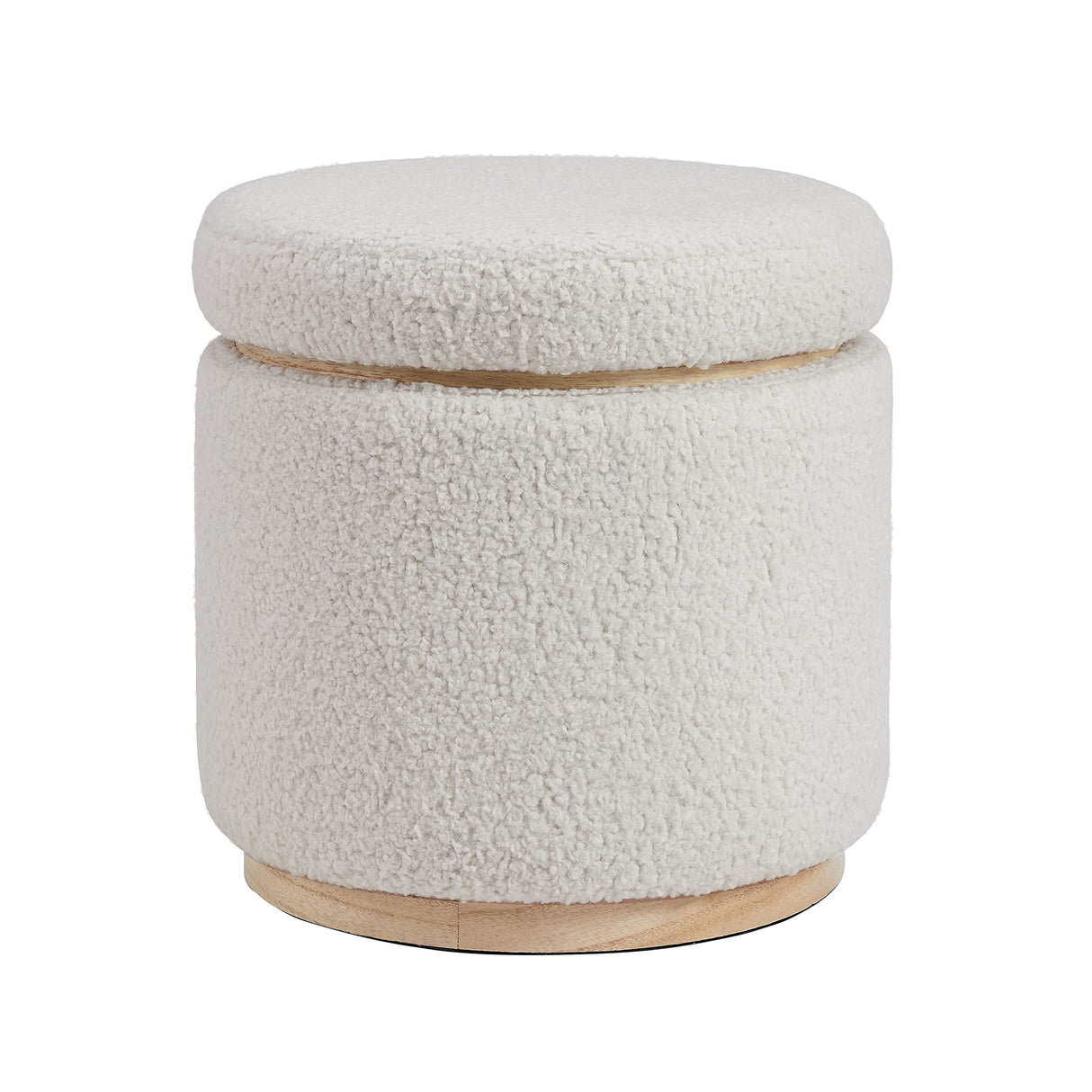 Linon Home Décor Cream Sherpa Round Storage Wooden Base by Linon Lexington Ottoman (AMZN2305) Linon