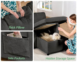 AMERLIFE Sleeper Sofa, 2-in-1 Sofa Bed with Storage Chaise, Pull Out Sofa Couch for Living Room, Guest Room, Boucle Dark Grey AMERLIFE