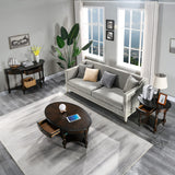 MODERION Coffee Table with Drawer, Solid Wood Oval Center Table with Storage Shelf, Traditional Living Room Table with Elegant Vintage Style, Easy Assembly, 45” x 27.6” x 18.2” Retro Walnut KFZ2233DC MODERION