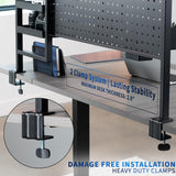 VIVO Steel Clamp-on 46 x 25 inch Desk Pegboard System with Storage Shelf and Accessory Trays, Multi-Purpose Office Organizer, Black, PP-PBSF46 VIVO