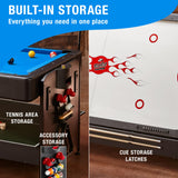 Fat Cat Original 3-in-1 Green 7' Pockey Multi-Game Table - Air Hockey, Billiards and Table Tennis - Blue Fat Cat