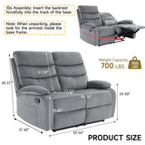 GNMLP2020 Loveseat Recliner Sofa Couch, Velvet 2-Seater Reclining Sofa for RV, Double Seater Wall Hugger Recliner Chair for Living Room, Home Theater Seating, Dark Grey GNMLP2020