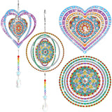 Queekay 2 Pieces 3D Diamond Painting Wind Chime Diamond Art Suncatcher Kits Three Dimensional by Number Hanging Ornament Double Sided Crystal Suncatcher Window Decor for Home Wall Garden(Heart) Queekay