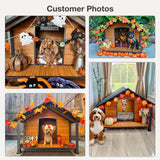 MEDEHOO Outdoor Weatherproof Dog House with Insulated - Large All-Around Iron Frame - Fir Wood Construction - Ideal for All Dog Breeds (Medium) MEDEHOO