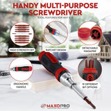 MaxoPro Ratcheting Screwdriver Set with Magnetic Tips - 19 In 1 Ratchet Multi Screwdriver - Portable and Multipurpose All In One Screwdriver, Phillips//Torx-Star/Hex/Square Bits MaxoPro