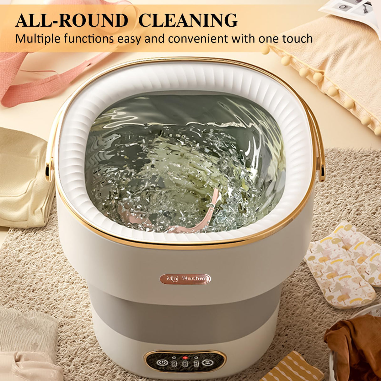 Portable Washing Machine,Mini Washer 15L Upgraded With Spin Basket,Small Clothes Folding Washing Machine Of Underwear, Baby And Small Clothes,Suitable For Home Apartments Dormitories, Hotels White NIXOD