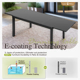 Sophia & William Expandable Patio Dining Table, Extra Large 99.2" L x 35.5" W Outdoor Dining Table for 6-10 Person Metal Rectangular Patio Table with E-Coating for Garden Porch Deck (Black) Sophia & William
