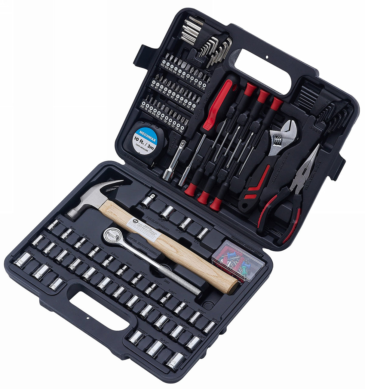 149 Piece MECHMAX Home Tool Set with Tool Box Storage Case, for Home, Office, Dorm, Back to School, Mechanic, Men, Car, Automotive, Hand Tool Kit and as A Gift MECHMAX