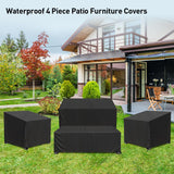 Patio Furniture Covers, 4 Piece Heavy Duty Waterproof Outdoor Furniture Cover with Windproof Buckle Strap, Rattan Wicker Patio Furniture Set Cover for Chair Sofa Black (Black, X-Large) CKCLUB