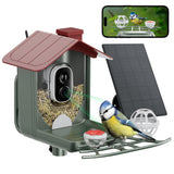 PEEIPM Bird Feeder with Camera Solar Smart Bird House with Camera Outdoor Garden Feeders for Bird Auto Capture Bird Videos Wild Birds Watching Cam 2K Resolution AI Recognition Visible Window PEEIPM