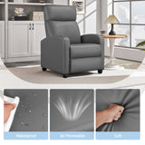 Yaheetech Recliner Chair PU Leather Recliner Sofa Home Theater Seating with Lumbar Support Overstuffed High-Density Sponge Push Silver Gray Recliners Yaheetech