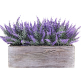 Fake Lavender Flower Arrangement in Rustic Rectangular Wood Planter Box Artificial Potted Lavender Plant for Gifts Farmhouse Wedding Centerpiece Kitchen Windowsill Table Shelf Indoor Greenery Decor Winlyn