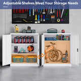 LISSIMO Metal Cabinet,Lockable Storage Cabinet with 2 Doors and 2 Adjustable Shelves,Tool Cabinets for Garage,Home Office,Basement,School,Hospital Assembly Required(White) LISSIMO