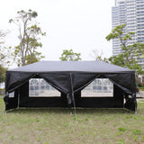 SEALAMB 10x20 FT Black Canopy Outdoor Party Tent with 6 Removable Sidewalls, Anti-UV & Waterproof Pe Cloth, Canopy Tent for Outdoor Events Patio Party Wedding Graduation in Backyard Garden SEALAMB