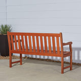 VIFAH Atlantic Red Brown 5Ft Slatted Eucalyptus Wooden Garden Bench for 3 Seater in Entry Way VIFAH