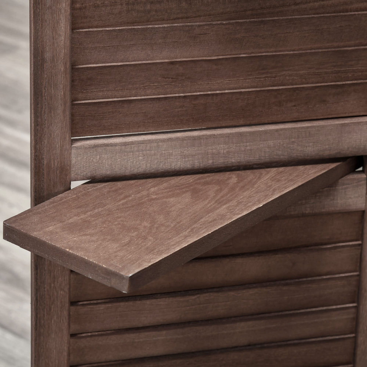 HOMCOM Room Divider, 4 Panel 67" Tall Wood Privacy Screen with 3 Display Shelves, and Folding Storage for Bedroom or Home Office, Walnut HOMCOM