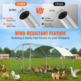 VEVOR Large Metal Chicken Coop with Run, Walkin Poultry Cage for Yard with Waterproof Cover, 13.1 x 9.8 x 6.4 ft Peaked Hen House, Duck and Rabbit, Silver, Spire Roof VEVOR
