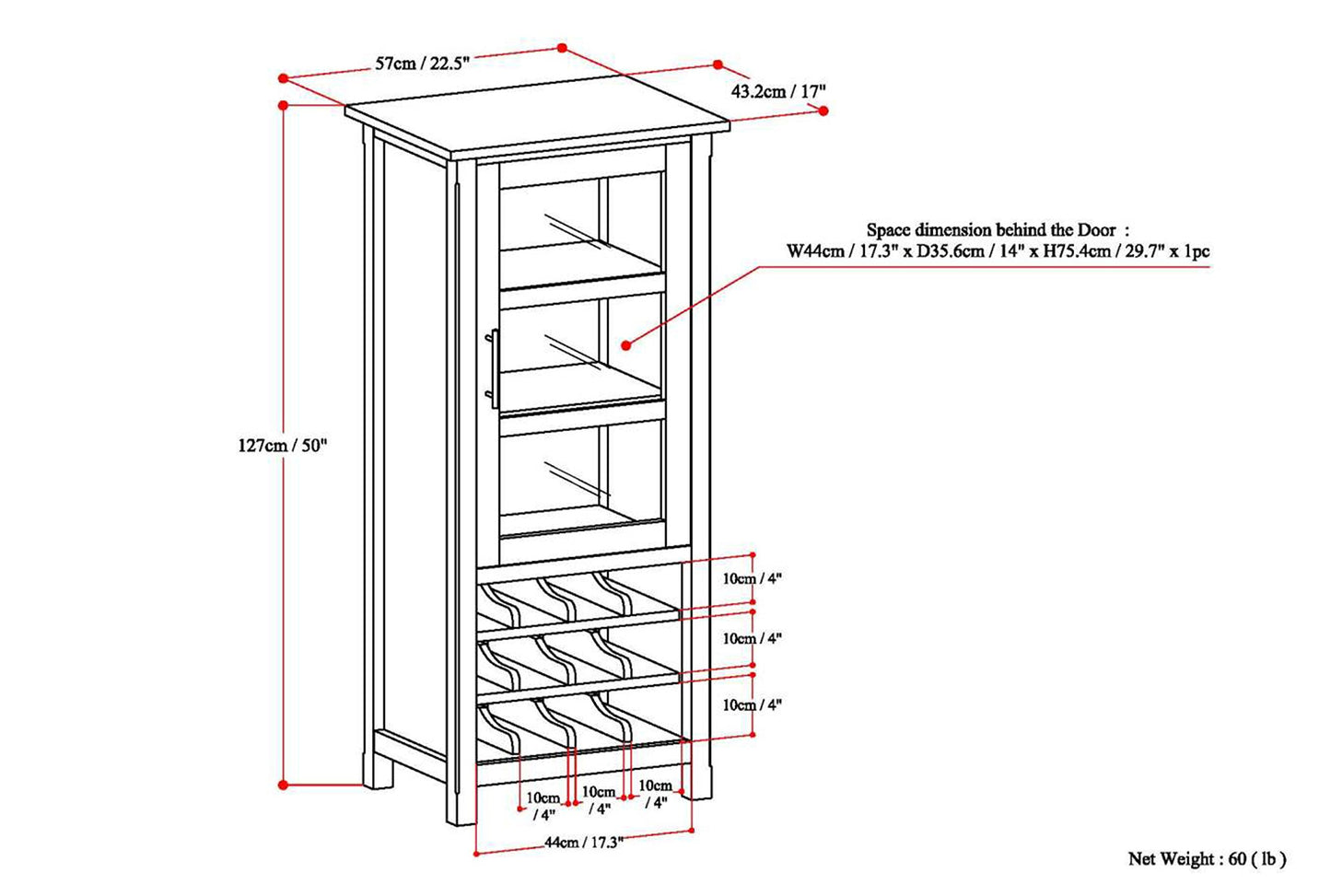 SIMPLIHOME Avalon 12-Bottle SOLID WOOD 22 Inch Wide Contemporary High Storage Wine Rack Cabinet in Dark Tobacco Brown, For the Living Room, Dining Room and Kitchen - WoodArtSupply