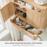 ACCOHOHO Modern Minimalist Bathroom Medicine Cabinet with Adjustable Shelf, Sliding Drawer and Magnetic Push Latch, Above Toilet Wall Mounted Hanging Storage Cabinet, Natural Oak ACCOHOHO