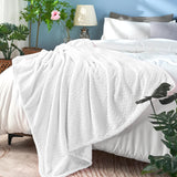 inhand White Fleece Throw Blanket for Couch, Super Soft Lightweight Fuzzy Leaves Pattern Blanket for Women, 50 x 60 Inches inhand