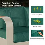 EAST OAK Signature 4 Pieces Patio Furniture Set, Aluminum Outdoor Furniture with Teak Wood Armrest, Sofa and Coffee Table Patio Set, Modern Patio Conversation Set for Porch, Champagne Gold & Green EAST OAK