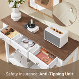 Yaheetech Farmhouse Console Table with 3 Drawers, Vintage Entryway Table with Storage Shelves, Narrow Long Sofa Table for Living Room, Hallway, Kitchen, Foyer, Hallway, Dining Room, White Yaheetech
