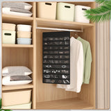 Bosuelife Hanging Jewelry Organizer Storage Roll, Double-Sided Necklaces Holder, 42 Pockets Plus 36 hooks Earrings Organizer Hang in Closet, On Wall, or Doors, Black Bosuelife