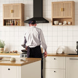 INNOD Bathroom Storage Cabinet, Medicine Cabinet with Adjustable Wood Shelf & Doors, Over The Toilet Storage Cabinet for Laundry Room & Kitchen & Living Room (Natural Oak) INNOD