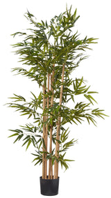 Nearly Natural 64in Bamboo Tree, Fake Bamboo Plants with 7 Natural Trunks, 5.3ft Tall Faux Plants for Indoor Home Decor with 1040 Realistic Fake Leaves Nearly Natural