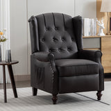 Oprisen Push Back Recliner Mid-Century Modern Accent Chair Single Reading Chair Faux Leather Arm Chair for Living Room w/Heat Massage/Side Pockets (Brown*1, 1 PC) Oprisen