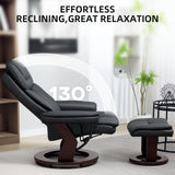 HOMCOM Recliner Chair with Ottoman, PU Leather Swivel Recliner with Comfy Footrest, Upholstered Adjustable Living Room Chair and Ottoman Set, Black HOMCOM