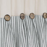 Cotton Linen Farmhouse Kitchen Curtains 36 Inch Boho Rustic Button Tier Curtains Natural/Sage Green Stripe Color Block Curtain Rod Pocket Small Window Curtain for Cafe Bathroom Bedroom Drapes BLEUM CADE