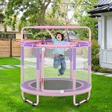 LANGXUN 60" Trampoline for Kids, 5ft Toddler Mini 6-in-1 Trampoline Indoor Outdoor with Swing, Basketball Hoop, Dart Board, Gymnastics Bar, Rings, Christmas Toys Birthday Gifts for Girls Boys Age 1-8 LANGXUN