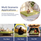 MAXYOYO Tri-Fold Mattress, 6 Inch Tufted Folding Mattress Full Foam Bed, Foldable Floor Couch Guest Bed Topper Portable Camping Sleeper with Corded Fabric, Green, 53"x75" MAXYOYO