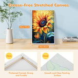 Bowetile 4 Pack Flowers Paint by Numbers for Adults Beginners Framed, Sunflower Adults' Paint-by-Number Kits, Easy Adult Paint by Number Kits on Canvas, Acrylic Number Painting for Home Decor, 8x12in Bowetile