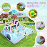 AKEYDIY Inflatable Bounce House Double Slides for Kids, Giant Bounce Castle 21.3FT x14.7FT with Pool, Multiple Game Areas and 950w Blower, for Party Holiday Outdoor Indoor (Dual Slide - Macaron) AKEYDIY