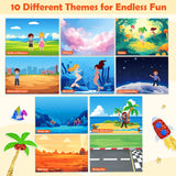 PARTYWIND Foil & Pom poms Art Fun Kit for Kids Ages 4-8 - Unicorns, Princesses, and Ocean DIY Arts & Crafts Supplies, Quiet Time Travel Toys, Birthday Gifts for Girls & Boys Ages 4 5 6 7 8 9 10 11 12 PARTYWIND