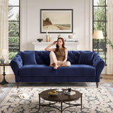 Fadware 81” Luxury Chesterfield Sofa, Velvet Loveseat with 2 Pillows& Retro Wooden Leg, Mid Century Modern 2-Seater Couch with Tufted Armrest& Back, Comfy Home Sofa for Living Room Bedroom Fadware