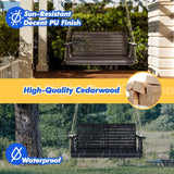 VINGLI Upgraded Patio Wooden Porch Swing for Courtyard & Garden, Heavy Duty 880 LBS Swing Chair Bench with Hanging Chains for Outdoors (Black, 4 FT) VINGLI