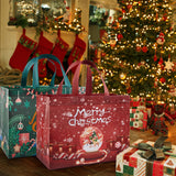 YANGTE 8 Pack Christmas Gift Bags with Handles, Large Non-Woven Tote Bags for Wrapping Xmas Party Favors, 12.8"x9.8"x6.7 YANGTE