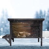 Black Outdoor Cat House Weatherproof Feral Cat Enclosure with Ice Pad for Summer, 100% Insulated All-Round Foam, Wood Large Feral Cat House for Multiple Cats 34.25" L*21.65" W*24.78" H CHXJF