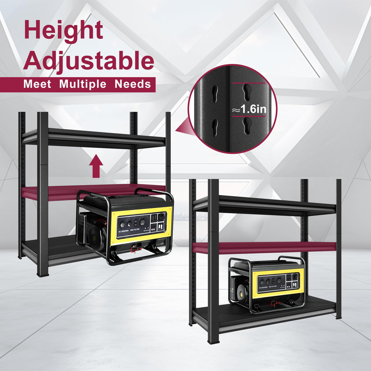 Huhaneon Garage Shelves Heavy Duty - 40''W 2,000Lbs Metal Adjustable Storage Shelving Rack Units for Warehouse Basement Pantry Kitchen 40" W x 16" D x 66" H 4 Tier Black Huhaneon