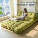 MAXYOYO Folding Sofa Bed, Convertible Sleeper Chair with Pilow Foldable Matress with Back Support, Portable Fold Out Chair Bed for Living Room Bedroom, Green Double MAXYOYO